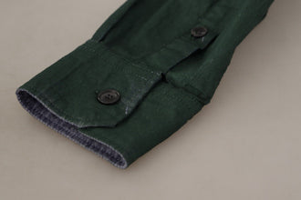 Dark Green Button Down Long Sleeves Shirt Dolce & Gabbana