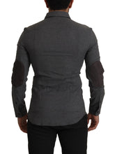 Dark Gray Cotton Casual Mens Shirt Costume National