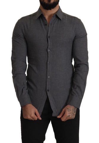 Dark Gray Cotton Casual Mens Shirt Costume National