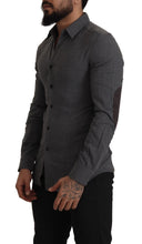 Dark Gray Cotton Casual Mens Shirt Costume National