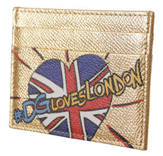 Gold Leather #DGLovesLondon Women Cardholder Case Wallet Dolce & Gabbana