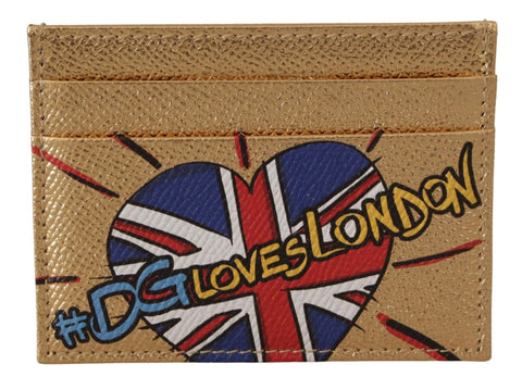 Gold Leather #DGLovesLondon Women Cardholder Case Wallet Dolce & Gabbana