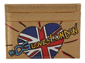 Gold Leather #DGLovesLondon Women Cardholder Case Wallet Dolce & Gabbana