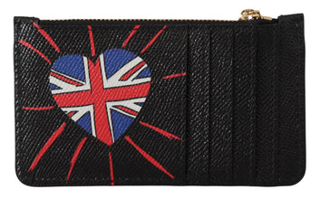 Black Leather #DGLovesLondon Women Cardholder Coin Case  Wallet Dolce & Gabbana