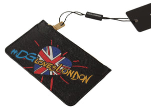 Black Leather #DGLovesLondon Women Cardholder Coin Case  Wallet Dolce & Gabbana