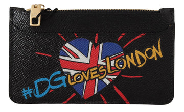 Black Leather #DGLovesLondon Women Cardholder Coin Case  Wallet Dolce & Gabbana