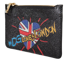 Black Leather #DGLovesLondon Women Cardholder Coin Case  Wallet Dolce & Gabbana