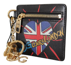 Black Leather #DGLovesLondon Keyring Cardholder Coin Case Dolce & Gabbana
