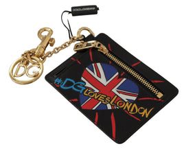 Black Leather #DGLovesLondon Keyring Cardholder Coin Case Dolce & Gabbana