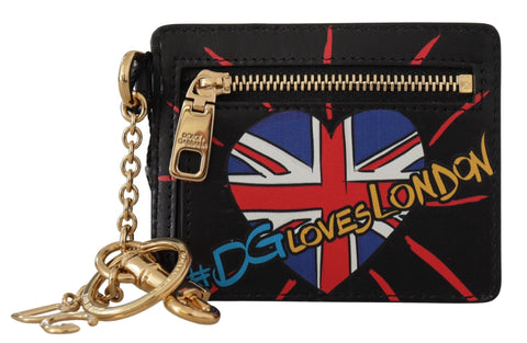Black Leather #DGLovesLondon Keyring Cardholder Coin Case Dolce & Gabbana
