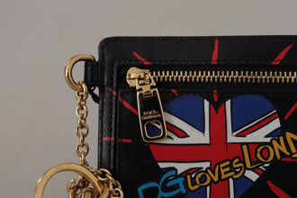 Black Leather #DGLovesLondon Keyring Cardholder Coin Case Dolce & Gabbana