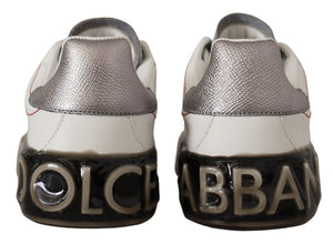 White Leather Shoes Womens Logo Portofino Sneakers Dolce & Gabbana