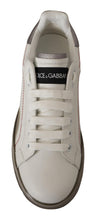 White Leather Shoes Womens Logo Portofino Sneakers Dolce & Gabbana