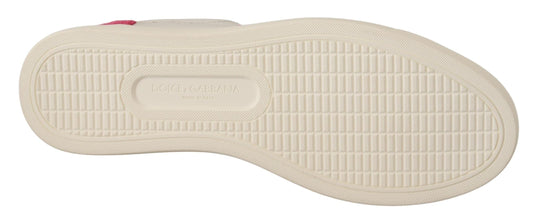 White Pink Leather Low Top Sneakers Womens Shoes Dolce & Gabbana