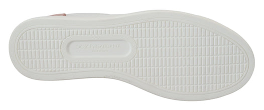 White Pink Leather Low Top Sneakers Shoes Dolce & Gabbana