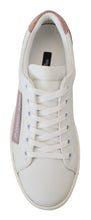 White Pink Leather Low Top Sneakers Shoes Dolce & Gabbana