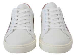 White Pink Leather Low Top Sneakers Shoes Dolce & Gabbana
