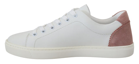 White Pink Leather Low Top Sneakers Shoes Dolce & Gabbana