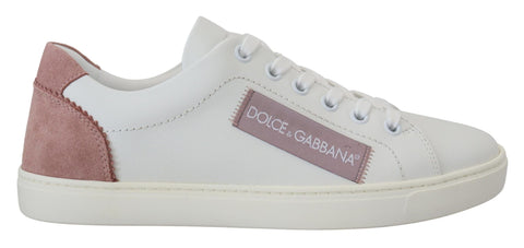White Pink Leather Low Top Sneakers Shoes Dolce & Gabbana