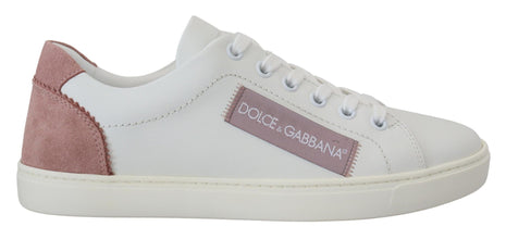 White Pink Leather Low Top Sneakers Shoes Dolce & Gabbana