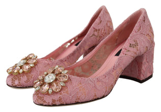 Pink Taormina Lace Crystal Pumps Pastel Shoes Dolce & Gabbana