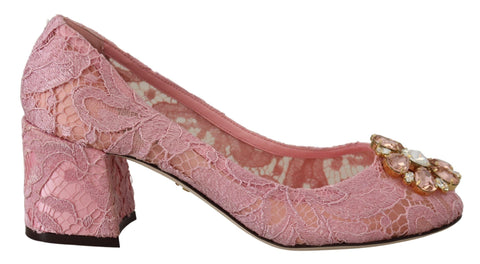 Pink Taormina Lace Crystal Pumps Pastel Shoes Dolce & Gabbana