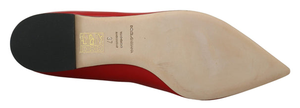 Red Leather Crystals Loafers Flats Shoes Dolce & Gabbana