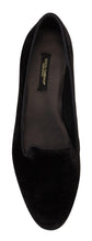 Black Velvet Slip Ons Loafers Flats Shoes Dolce & Gabbana