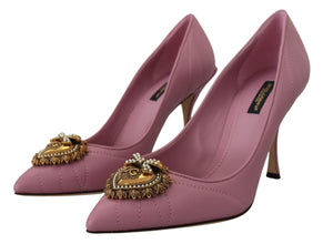 Pink Leather Heart DEVOTION Heels Pumps Shoes Dolce & Gabbana