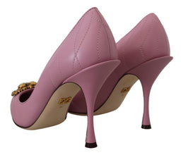 Pink Leather Heart DEVOTION Heels Pumps Shoes Dolce & Gabbana