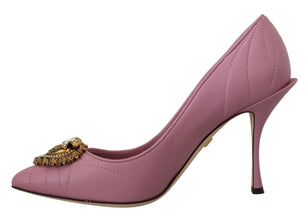 Pink Leather Heart DEVOTION Heels Pumps Shoes Dolce & Gabbana