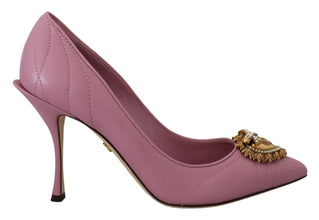 Pink Leather Heart DEVOTION Heels Pumps Shoes Dolce & Gabbana