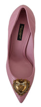Pink Leather Heart DEVOTION Heels Pumps Shoes Dolce & Gabbana