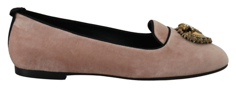 Pink Velvet Slip Ons Loafers Flats Shoes Dolce & Gabbana
