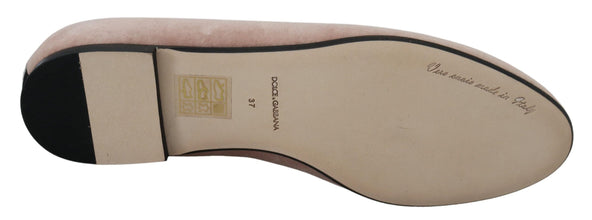 Pink Velvet Slip Ons Loafers Flats Shoes Dolce & Gabbana