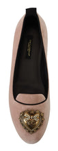 Pink Velvet Slip Ons Loafers Flats Shoes Dolce & Gabbana
