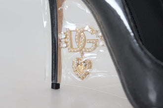 Black Leather Heels Pumps Plastic Wrapped Shoes Dolce & Gabbana