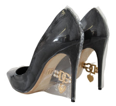 Black Leather Heels Pumps Plastic Wrapped Shoes Dolce & Gabbana