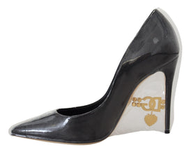 Black Leather Heels Pumps Plastic Wrapped Shoes Dolce & Gabbana