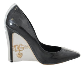 Black Leather Heels Pumps Plastic Wrapped Shoes Dolce & Gabbana