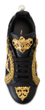 Black Gold Baroque Portofino Leather Sneakers Shoes Dolce & Gabbana