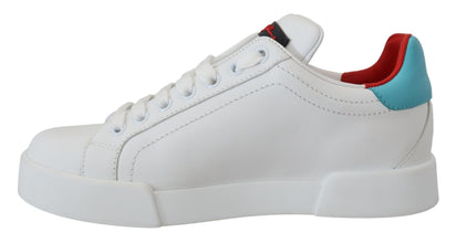 White Leather Sneaker Portofino Logo Heart Shoes Dolce & Gabbana