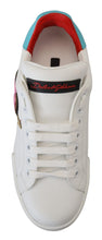 White Leather Sneaker Portofino Logo Heart Shoes Dolce & Gabbana