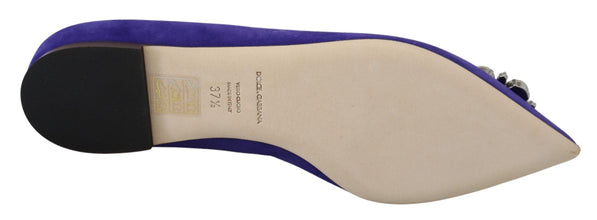 Purple Suede Crystals Loafers Flats Shoes Dolce & Gabbana