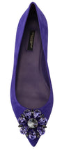 Purple Suede Crystals Loafers Flats Shoes Dolce & Gabbana