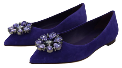 Purple Suede Crystals Loafers Flats Shoes Dolce & Gabbana