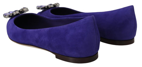 Purple Suede Crystals Loafers Flats Shoes Dolce & Gabbana