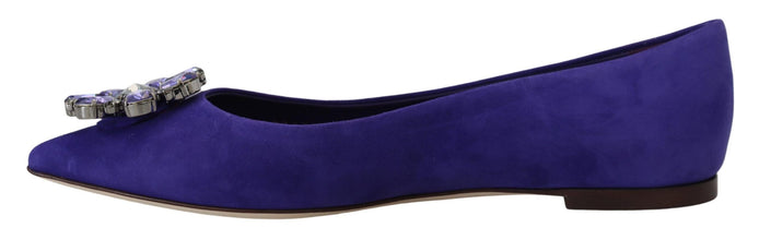 Purple Suede Crystals Loafers Flats Shoes Dolce & Gabbana
