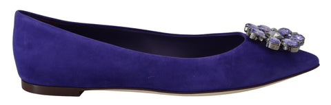 Purple Suede Crystals Loafers Flats Shoes Dolce & Gabbana