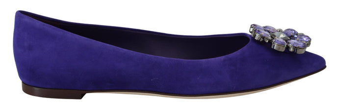 Purple Suede Crystals Loafers Flats Shoes Dolce & Gabbana